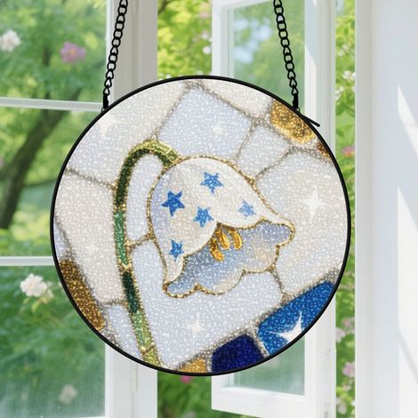 Suspension en vitrail - Attrape-soleil coloré unique artistique, décoration jardin fenêtre, cadeau Anniversaire pour femme, homme, couple 12,5 cm (1/5)