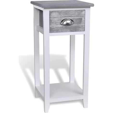 Maison Exclusive - Comodino con 1 Cassetto Grigio e Bianco (1/5)