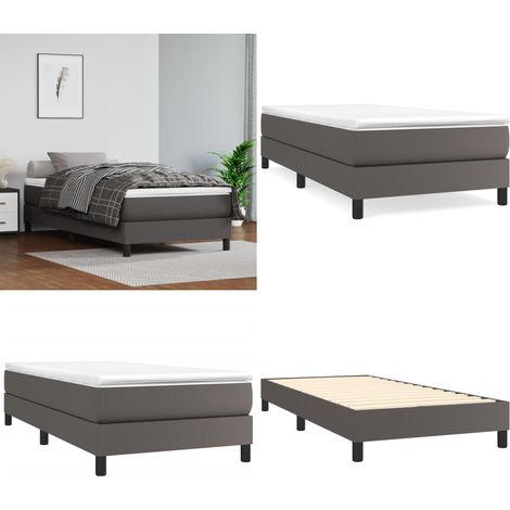 Bettgestell Grau 80x200 cm Kunstleder - Bettes Gestell - Schlafzimmer Möbel - Kunstleder Bett - Doppelbett - Boxspring Rahmen - Home & Living (1/5)