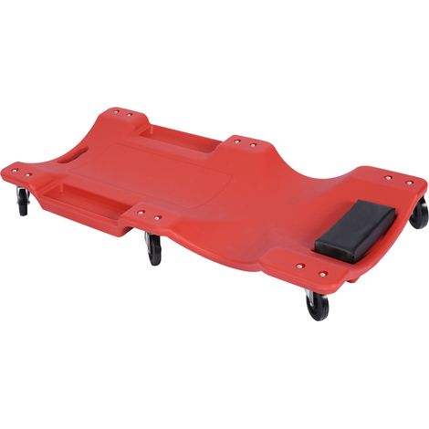 Wiltec – Chariot de visite mécanicien 180 kg – Ergonomique avec appui-tête amovible – Roulettes pivotantes pour atelier – Compartiments intégrés