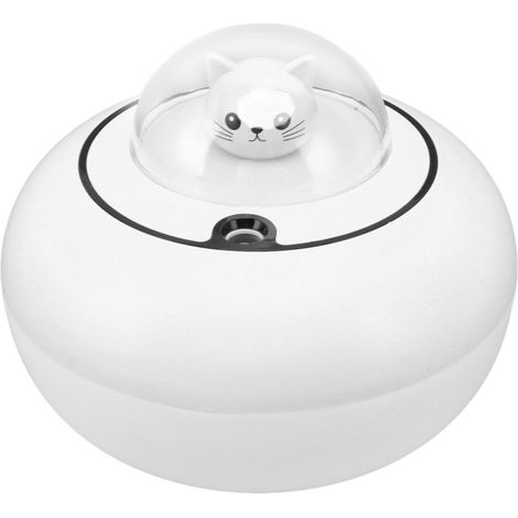 Mini humidificateur en forme de chat mignon, portable et silencieux, pour la maison ou le bureau, avec prise USB, blanc. (1/5)