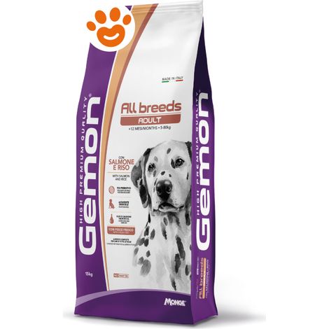 Monge Gemon Dog Adult All Breed Salmone e Riso - Sacco 15 Kg - Cibo Secco Cani