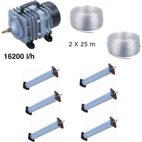 Set aérateur bassin de jardin de 30000 à 50000 l. Pompe à air bassin + 6 bulleurs longs (1/5)