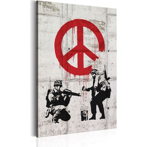 Tableau Imprimé "Soldiers Painting Peace - Banksy" 80 x 120 cm (1/2)