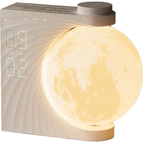 Mondlampe mit Wecklicht, 8 Farben RGB-Mondlicht, 10 natürliche Geräusche, Nachtlicht 3 Helligkeitsstufen, Nachttischlampe für Frauen
