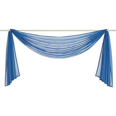 Lot de 1 cantonnière en voile transparent - Pour chambre à coucher, salon, mariage - Bleu TV - 140 x 600 cm (1/4)