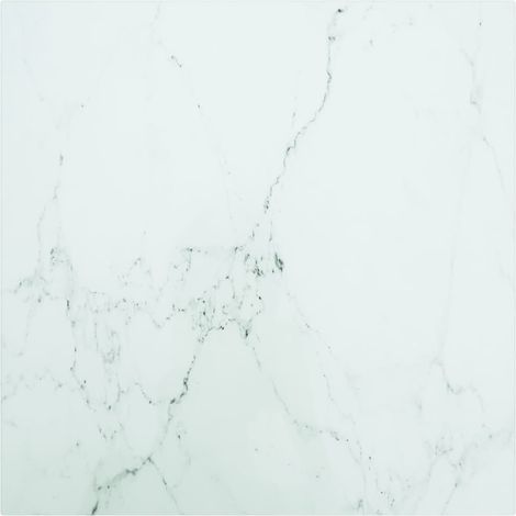 FIMEI Dessus de table Blanc 50x50cm 6mm Verre trempé et design marbre (1/5)
