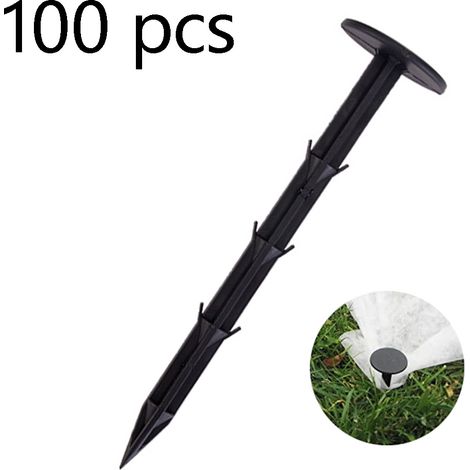 100 piquets en plastique pour le jardin, ancrages en plastique pour fixer filets de jardin, bâches, tentes, toiles de paillage (1/5)