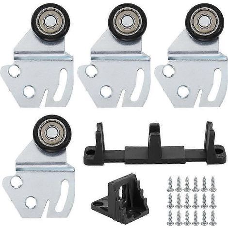 Kit de roulettes pour porte de placard coulissante - Quincaillerie de remplacement pour porte suspendue avec roulettes à billes convexes de 2.5 cm (1 pouce) (1/5)