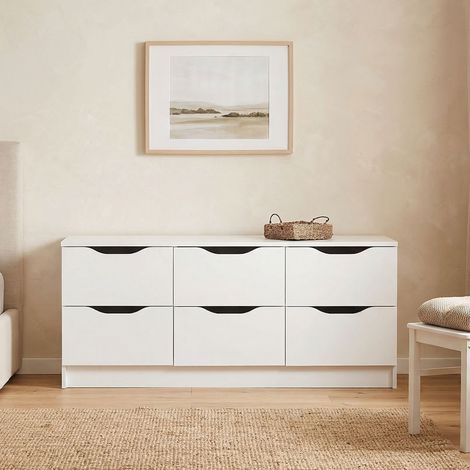 Dmora Cajonera con seis cajones, color blanco, 50 x 40 x 120 cm, con embalaje reforzado (1/5)