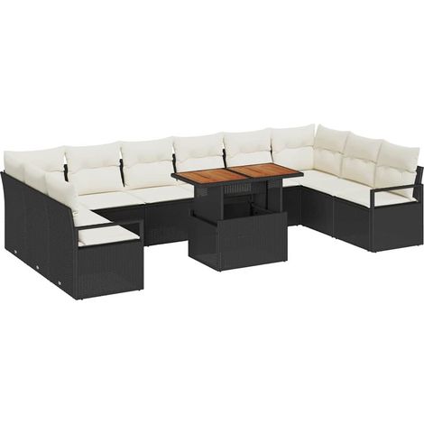 Garden Sofa Set 11 pcs 10-Seater Black and Cream vidaXL (1/5)