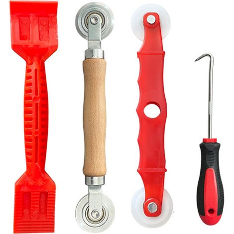 Lot de 4 enrouleurs pour moustiquaire, rouleau à main avec roues en nylon résistant à l'usure, crochets pour moustiquaire et joint de fenêtre (1/5)