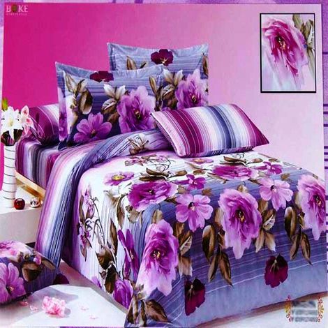 Elegante Bettwäsche aus Satin-Baumwolle in Rosa und Lila (1/3)