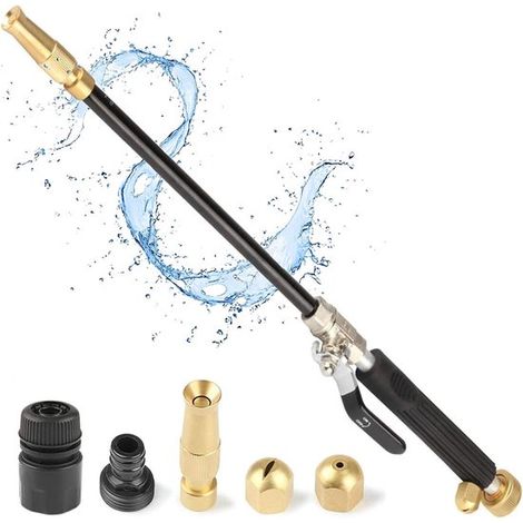 Pulvérisateur haute pression - Pulvérisateur pour plantes - Nettoyeur haute pression - Jardin - Pistolet haute pression - Buse - Pulvérisateur d'eau - Raccord pour tuyau d'arrosage - 3 buses - Noir