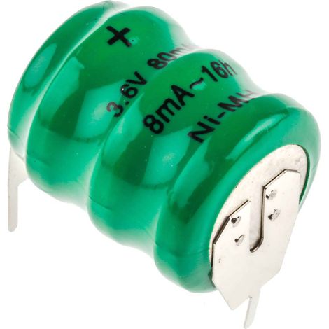 Rs Pro – Pile bouton rechargeable 3.6V 80mAh 15.5mm – NiMH pour circuits imprimés – Température -20 à +35°C – Usage professionnel
