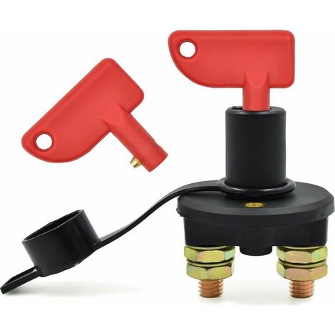 Coupe-Batterie pour Voiture, 12 / 24V, 200A max Isolateur Interrupteur Automobile Urgence Interrupteur pour Voiture, Coupe Circuit Batterie Camion, Bateau, Véhicules (1/5)