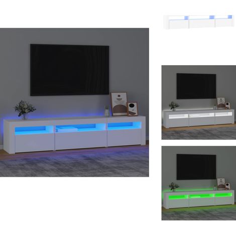 TV-Schrank mit LED-Leuchten Weiß 195x35x40 cm - TV Schrank - Holzwerkstoff Möbel - Weißer Fernsehtisch - LED Beleuchtung - Wohnzimmereinrichtung (1/5)