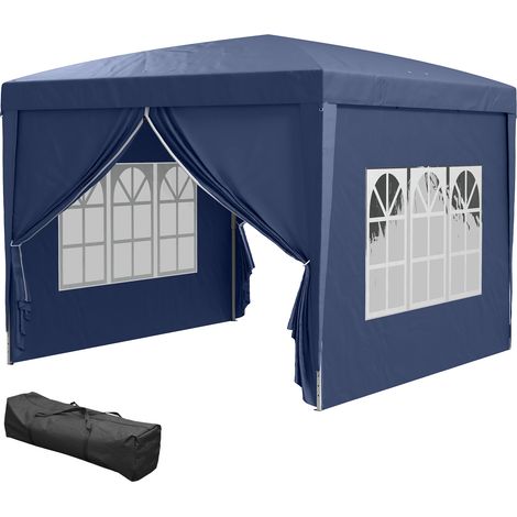 Outsunny Gazebo 3x3 da Esterno in Acciaio con Pareti Laterali Blu