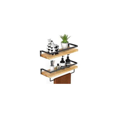 HOMEFURNISHING Set di 2 mensole da parete, mensole rustiche lunghe 42 cm, portasciugamani rimovibile, mensole da parete per bagno, soggiorno, camera da letto, cucina, ecc. - Crezuo (1/4)