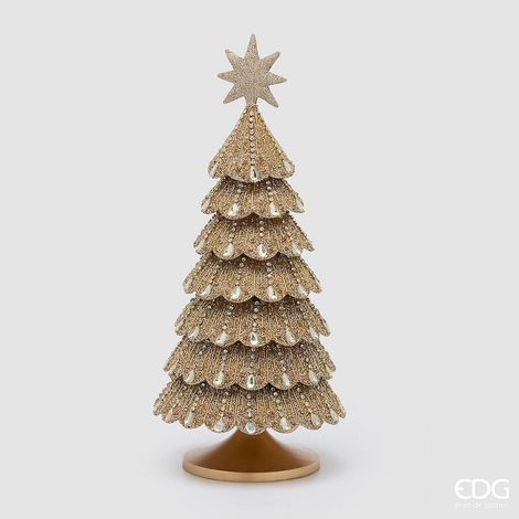 EDG Enzo De Gasperi Pino Natalizio con Gemme H46 Ø21 cm Oro Chiaro – Decorazione di Natale (1/5)