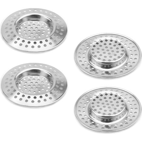 4 filtres d'évier en acier inoxydable, 9 cm x 5,5 cm (diamètre extérieur x diamètre intérieur) (1/5)