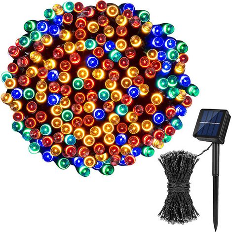 Guirnalda de luces solares LED de 22 metros (72 pies) con 200 luces y 8 modos para jardín, patio y fiestas de bodas. (1/5)