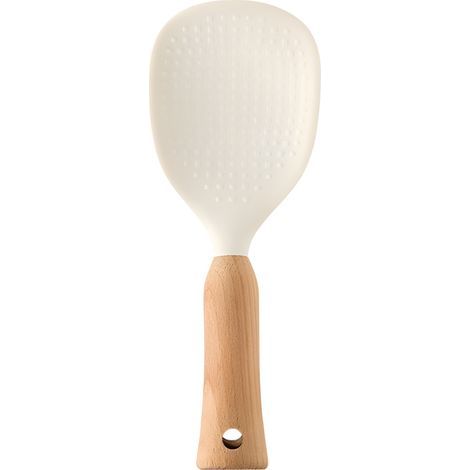 Cuillère à riz en silicone, pelle à riz verticale en silicone, cuillère à riz antiadhésive, cuillère à riz, cuillère à riz pouvant supporter une cuillère en hêtre (1/5)