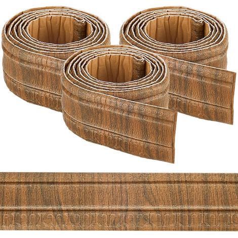 271x3.15 Pouces Papier Peint Bordure Couronne Peler et Coller Moulure Camel Brun Grain de Bois Auto-Adhésif Flexible 3D Plinthe Garniture Vintage Miroir Collant Mur Bordure Lignes Mousse (1/5)