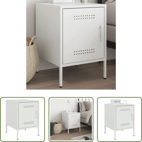 Meuble industriel - Table de chevet blanc 36x39x50,5 cm acier (1/5)