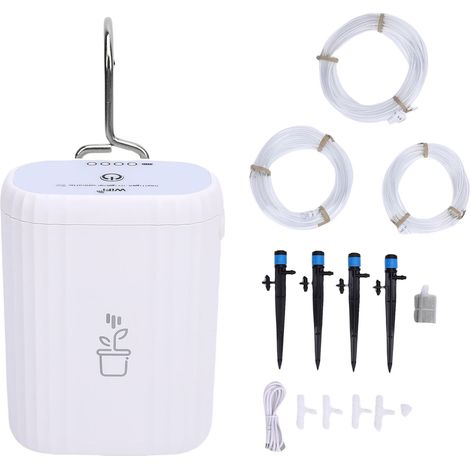 Automatische WLAN-Bewässerung für 4 Topfpflanzen, intelligentes Tropfbewässerungssystem, Verzögerungsmodus für den Innenbereich, Balkon, Wassermangelwarnung, Fernbedienung