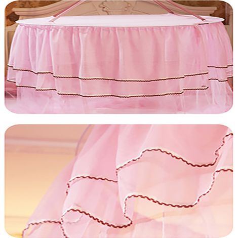 Kuppelförmiges Moskitonetz für die Decke, Deckenhalterung, Prinzessinnenstil, inklusive Klebehaken zur einfachen Montage. Rosa. Oberer Durchmesser: 65 cm, unterer Durchmesser: 110 cm, Höhe: 2,7 m.