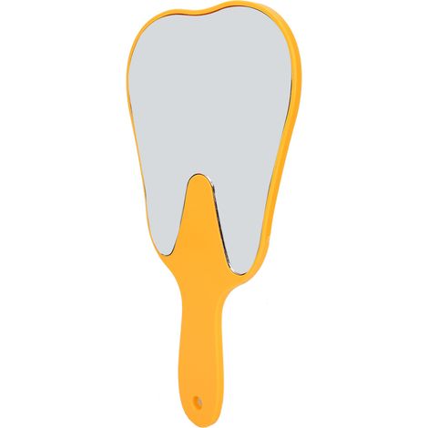 Miroir à main dentaire jaune, manche en plastique mignon et portable, outil de soin bucco-dentaire élégant pour hygiène des dents. (1/5)