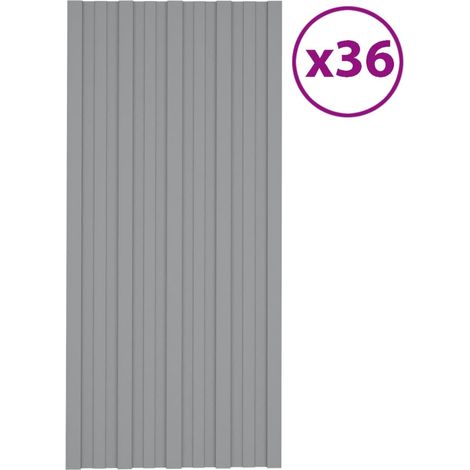 Vidaxl – Panneaux de toiture 36 pcs en acier galvanisé gris 100x45 cm – Résistants aux intempéries – Faciles à poser pour garages et hangars (1/5)