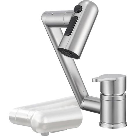 Robinet de cuisine Rabattable avec 2 Jets - Mitigeur Cuisine sous Fenêtre Pliable, 1080° Rotation Robinet Evier Acier Inoxydable 304, Mitigeur Evier Rabattable,Brushed (1/5)