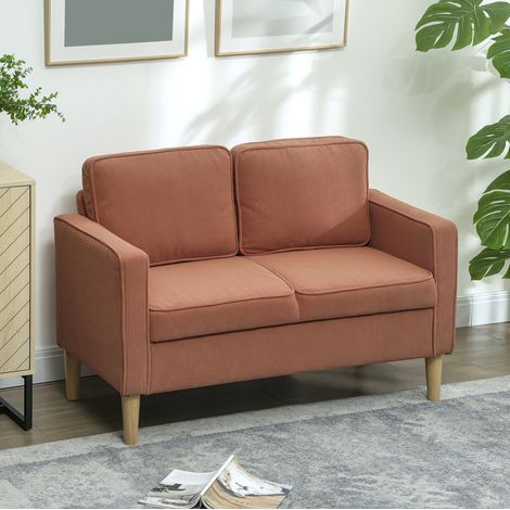 Sofá de 2 plazas 117x63x79 cm de poliéster naranja con almacenaje para salón pequeño - MEUBLIV (1/5)