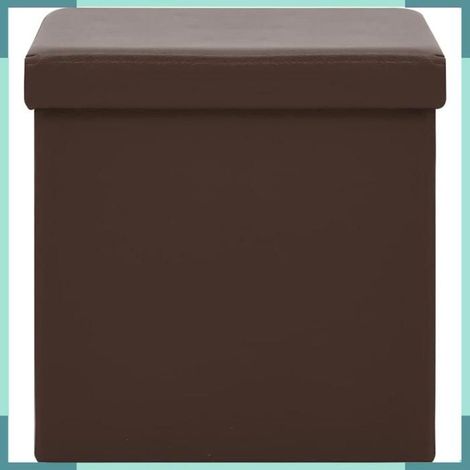 Tabouret de rangement pliable - 338781 - Marron - PVC - Siège rembourré (1/5)