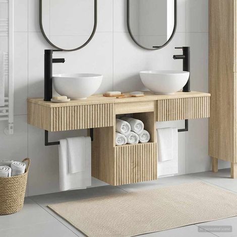 vidaXL Bathroom Furniture Set 3 pcs Sonoma Oak Engineered Wood (1/5)