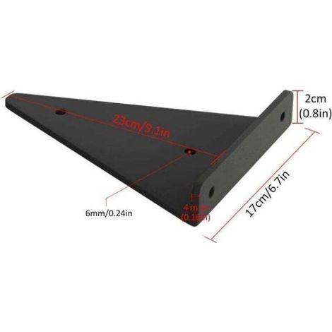 Équerre Murale - Triangle Flottant - Acier Au Carbone - 23 x 17 cm - Noir - Charge Max 40 kg - Lot De 2 (1/4)