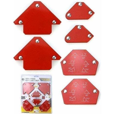 6-teiliges Schweißmagnet-Set, magnetischer Schweißpositionierer, Schweißwinkel 30°/45°/60°/75°/90°/105°/120°/135°, Haltekraft 6,8 kg/15 lbs - 11,3 kg/25 lbs