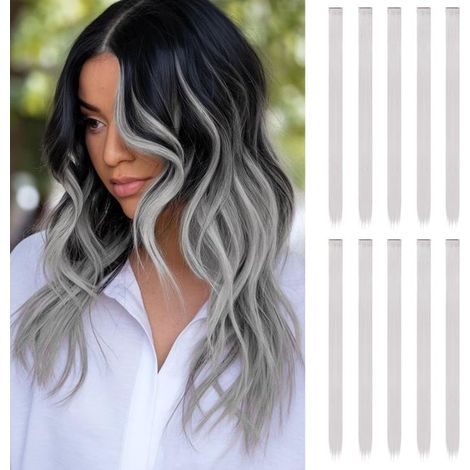 10 Stück – Premium-Haarverlängerungen – 55 cm – Haarverlängerungen – Extensions – Haarteile – Clip-in-Haarteile – Hitzebeständiges Kunsthaar (1/5)