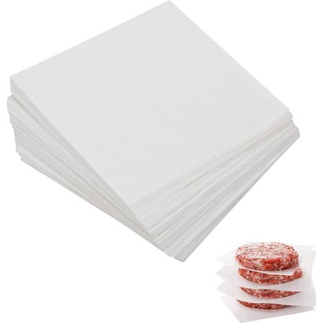 Papier sulfurisé carré (10 x 10 cm, paquet de 300) — Petites feuilles de séparation, idéales pour les steaks hachés / Plaques de cuisson antiadhésives, adaptées aux aliments prédécoupés et carrés (1/5)