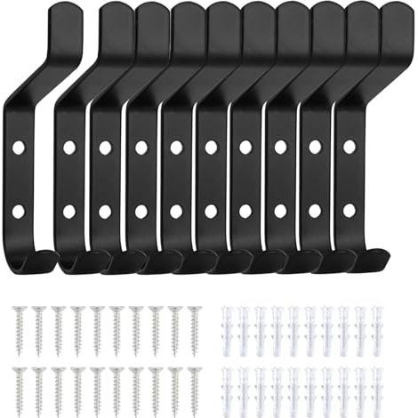 10 Pièces Crochets de Vestiaire Noir, Crochet Mural Patère, Porte Serviette Salle de Bain, Crochets et Patères pour la Maison, Porte Manteau Mural, Patère Murale Salle de Bain (1/5)