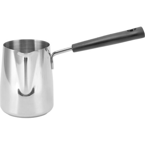 Pitcher à lait inoxydable 304 avec poignée longue et échelle graduée, résistant à la chaleur, idéal pour mousser le lait à la maison, capacité 350ml.