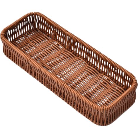 Panier de rangement en plastique 28 x 11 x 5 cm Organisateur de tiroir de cuisine Plateau à couverts Égoutteur Marron (1/5)