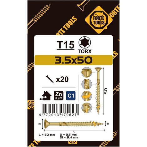 Vis forte chipboard scr t15 jaune 3.5x50 mm