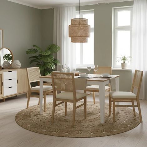 Moon, Tavolo allungabile con top in Melaminico Rovere (80cm X 130/290cm H. 76cm) Made in Italy  Duzzle (1/5)