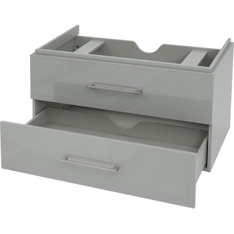 Premium Waschbeckenunterschrank HHG-245, Waschtischunterschrank Waschtisch Badmöbel, hochglanz 90cm grau (1/5)