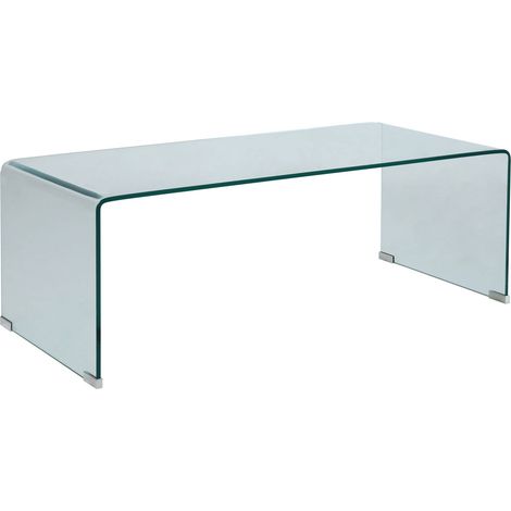 Table basse rectangulaire L110 cm en verre trempé transparent (1/5)
