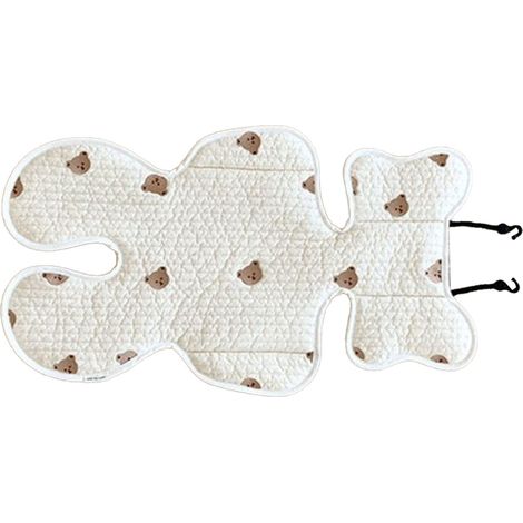 Coussin de siège doux pour poussette, respirant, 100% coton, pour bébé, soutien de la tête et du cou, fin, motif ours. (1/5)