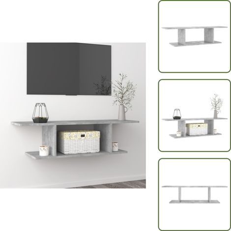 TV-Wandschrank Betongrau 103x30x26,5 cm - TV-Wandregal - Beton Grau - TV-Schrank Hängend - Wohnzimmerschränke - Regal Wandmontage (1/5)